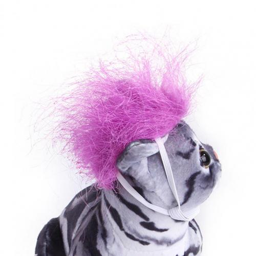 Peluquín de pelo Artificial para de gato, tocado de pelo desordenado para perro, peluches creativos para peluca, accesorios para vestido de Labrador, suministros divertidos para Halloween: Morado