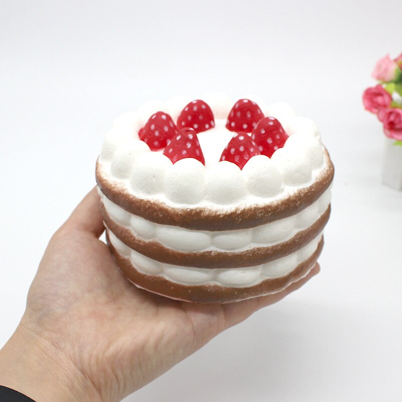 Nuovo rimbalzo lento giocattolo bello Squishy anti-fatica fragola mini torta, rimbalzo lento di ghiaccio crema morso un morso dell'unità di elaborazione di simulazione rainbo: cioccolato