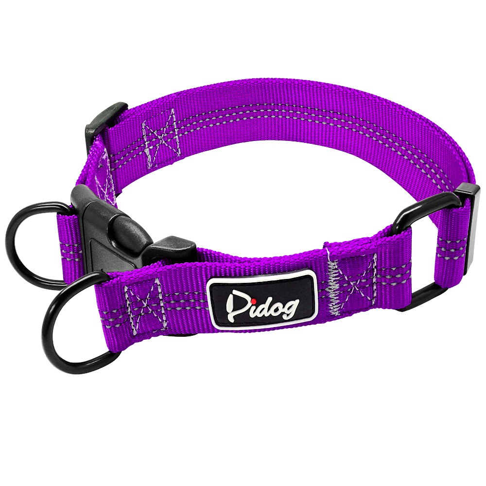 Collar reflectivo para Perro, hebilla ajustable de seguridad, nailon, pequeños y medianos para cachorros, Pitbull, Beagle, S, M, L: Púrpura / S
