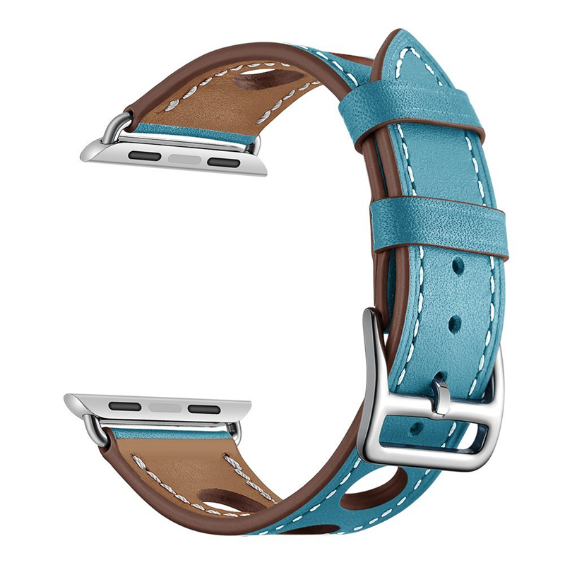Pulsera de cuero con agujero hueco a la para Apple Watch, correa de 38 40 41mm 42 44 45mm, correa de reloj iWatch Series 3 4 5 6 7 SE