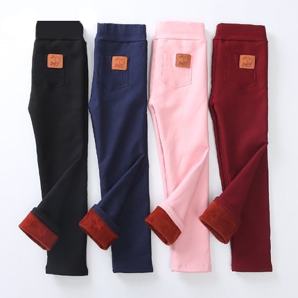 Tjejer tjocka varma leggings höst vinter barn pennbyxor skinny fleece byxor för tjejer barn byxor 3-12 år