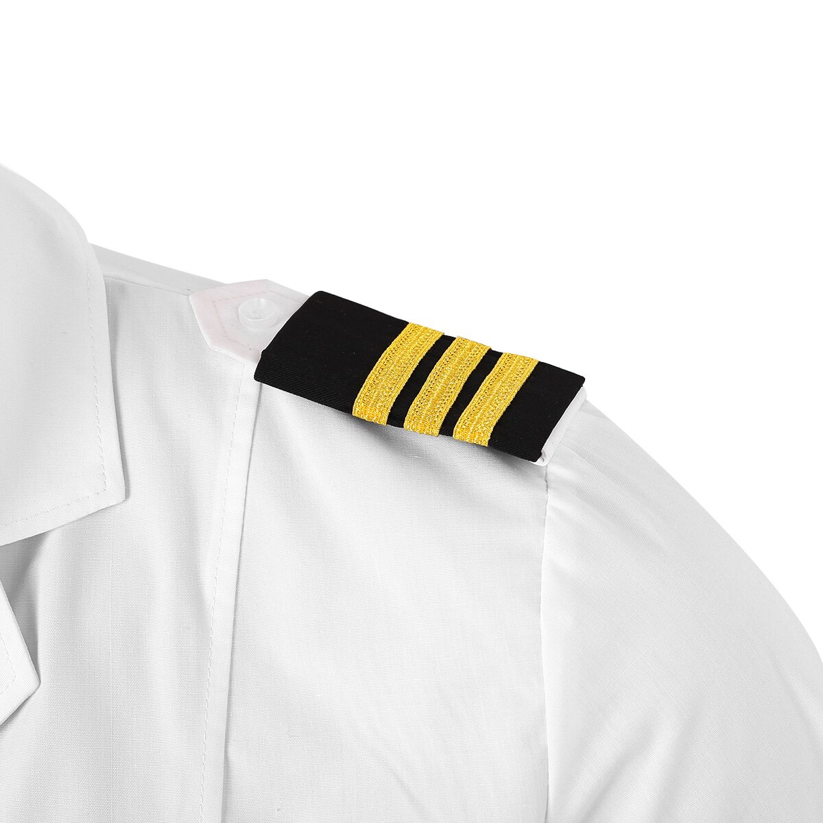 1Pair Pilots Uniform Epaulets Captain Craft Clothing Gold Stripes Epaulettes Shirts Shoulder Badges DIY Accessories: Black Three Bars