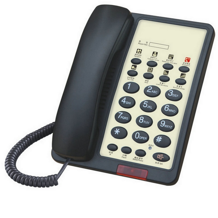 Telefone Fixo com fio com Identificador de chamadas, DTMF/FSK Sistema Dual, Volume Ajustável, alto-Falante mãos-livres para Quartos de Hotel