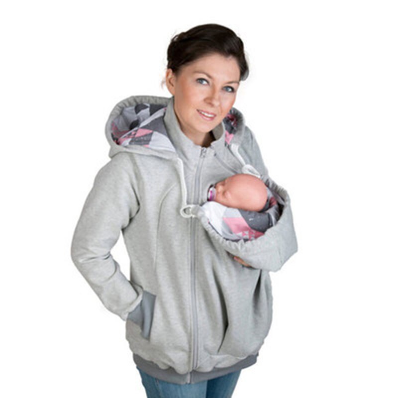 Manteau de maternité 3 en 1, sweat à capuche d&#39;hiver, poche kangourou, veste pull de maternité pour femmes enceintes, sweat surdimensionné: gray / M