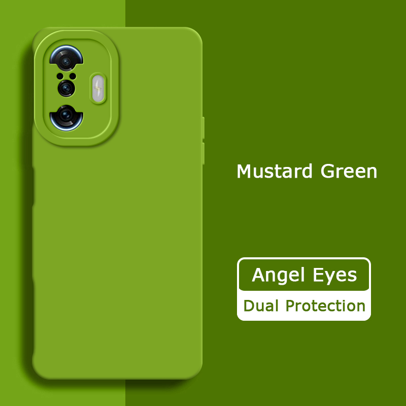 Coque de luxe en Silicone liquide yeux d'ange pour Xiaomi POCO F3 GT F3GT Redmi K40 Gaming 360, housse de téléphone antichoc, boîtiers de jeu K40: Aluminium / Kaki