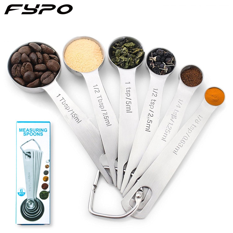 Fypo – ensemble d&#39;outils de support, cuillères à mesurer en acier inoxydable, outils de balance de cuisine, sucre café, tasses, cuillères 6 pièces
