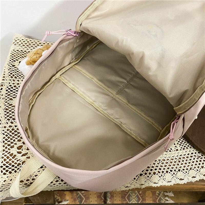 GLDFW Corduroy Bow Backpack for Female Students, Versatile Backpack for