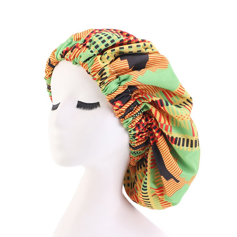 Gorro de dormir de satén de seda africana para niña y mujer, sombrero de banda ancha elástica, gorra de noche ajustable, sombreros de pelo Natural rizado, gorros para niña y mujer: 12