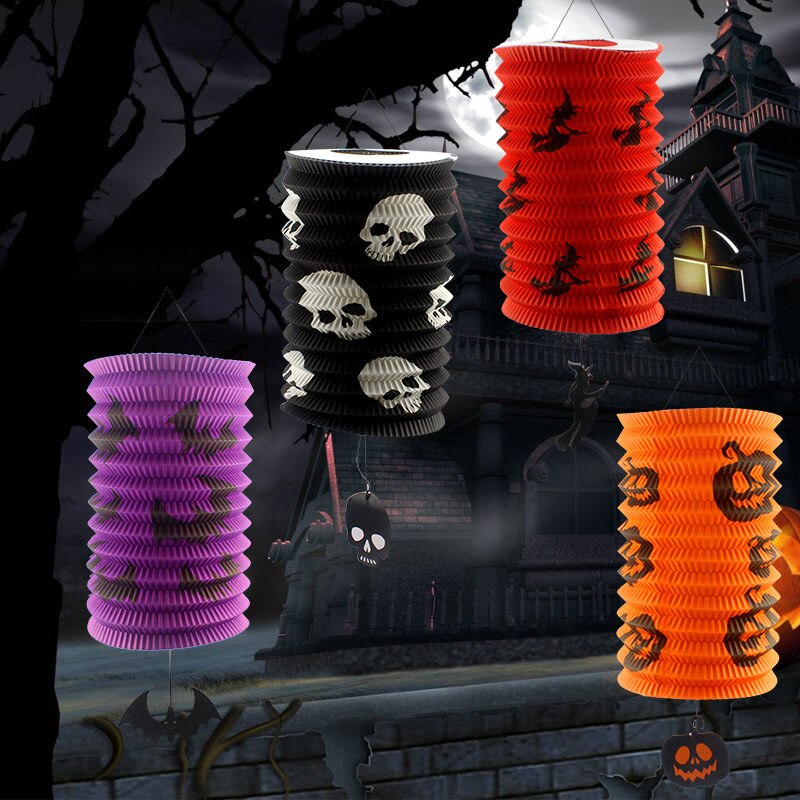 1PC Halloween Pumpkin Round Chinese Paper Lantern Party Decor Craft DIY Hanging Lantern Ball Party Scary Supplies U3