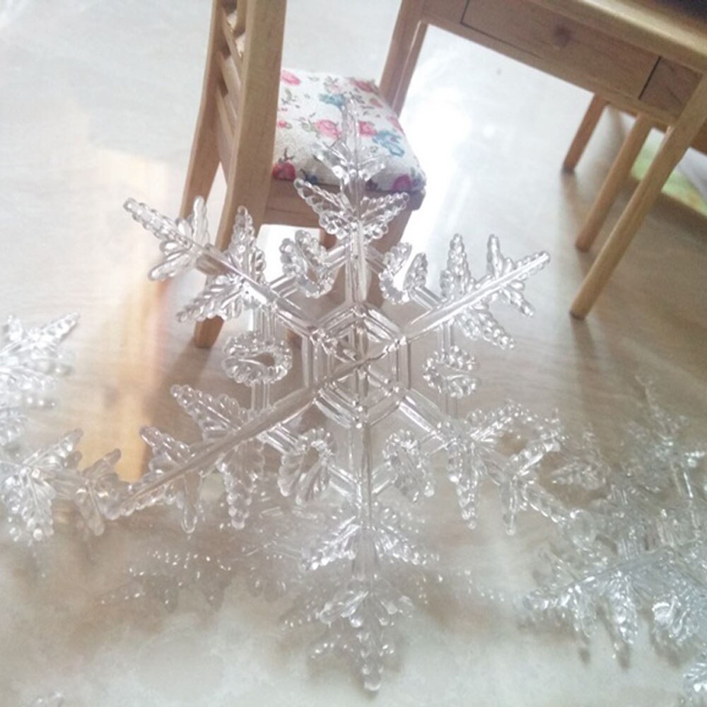 20 stks/partij Sneeuwvlok Vorm Clear Crystal Plastic DIY decoratieve Ambachtelijke Jaar Kerstboom Ornamenten Raamdecoratie