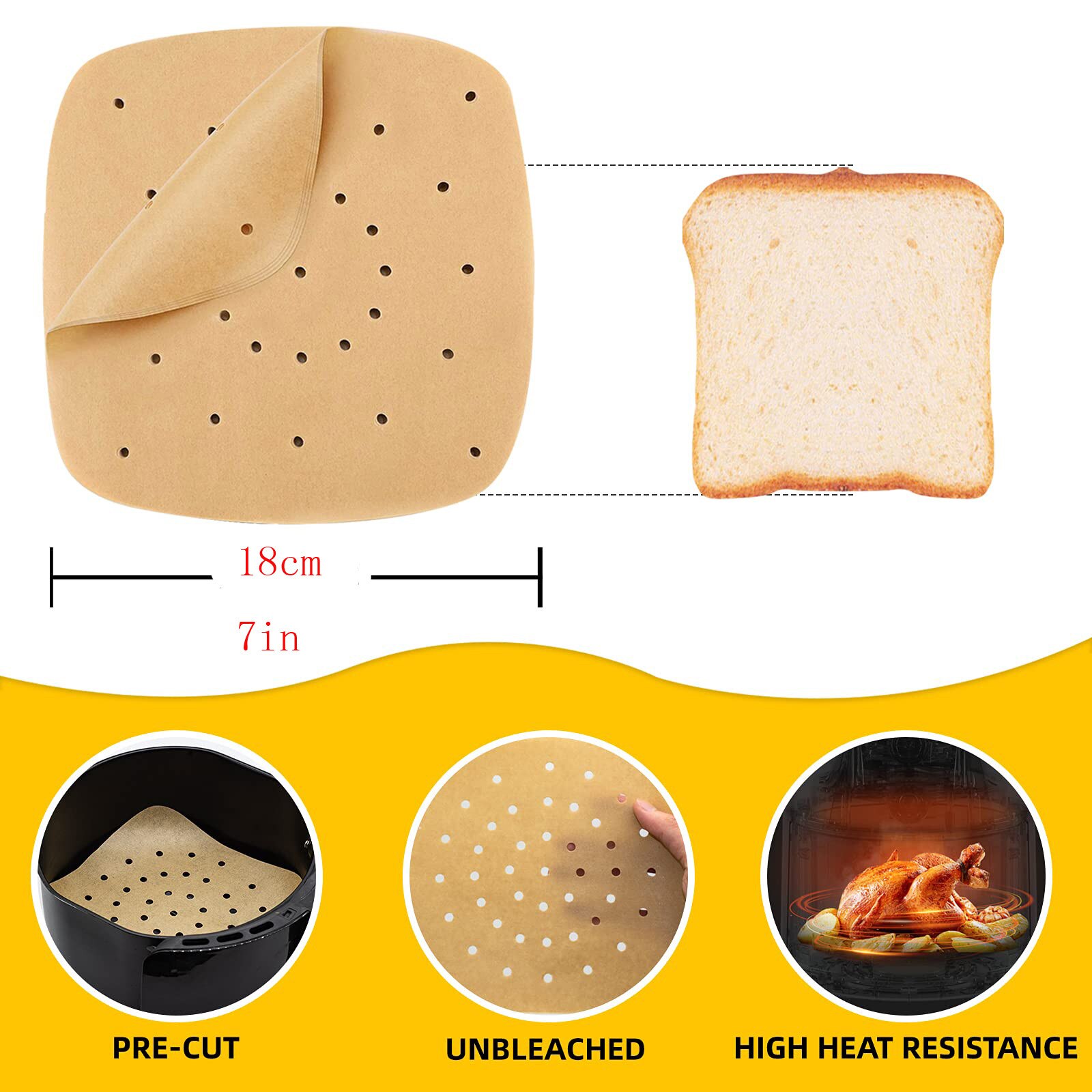 30/50pc Special Paper For Air Fryer Baking Oil-proof Oil-absorbing Paper For Household Barbecue Plate Food Oven Kitchen Pan Pad