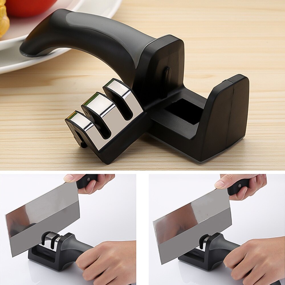 Kitchen Quick Kitchen 3 Stages Sharpener Knife Grinder Non-Slip Silicone Rubber