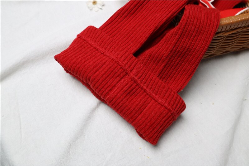 Toddler Baby Christmas Ribbed Pantyhose Girls Stretch Mid-Rise Tights with Bows Warm Stockings for Winter 6M-6Y