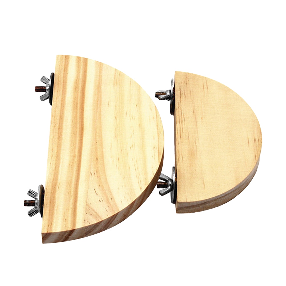 2 piezas juguetes de madera de trampolín espesan mascotas de pie de juguete semicírculo soportes de plataformas de hámster para animales pequeños pájaros loro
