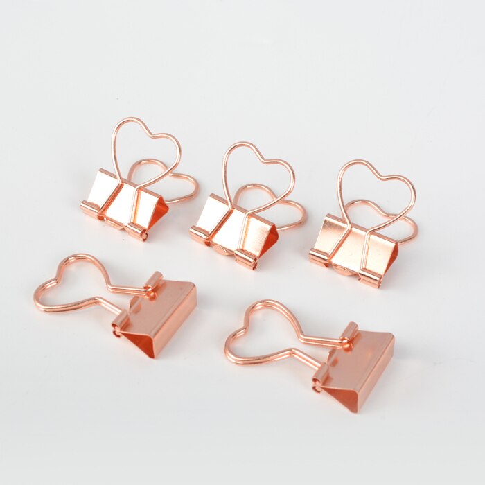 Trombone en métal or Rose avec coeur d&#39;amour, papeterie Kawaii pour bureau, papeterie scolaire