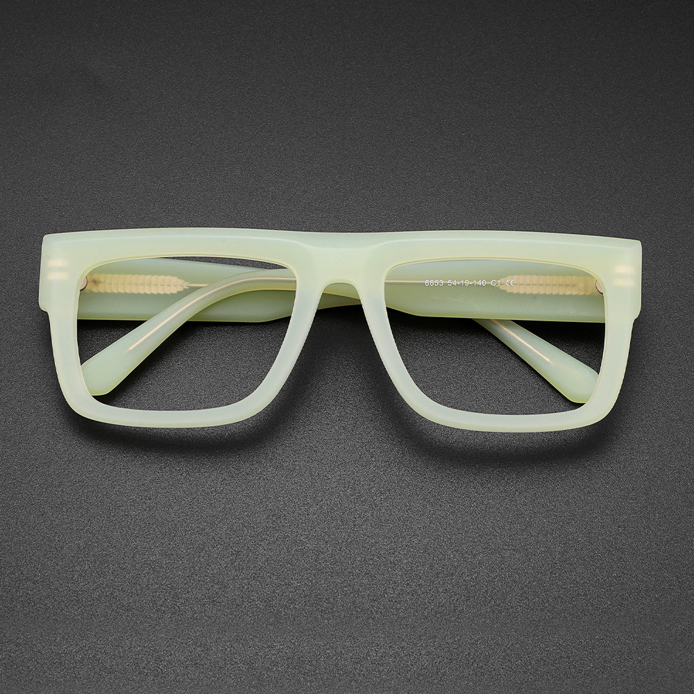 Retro Dicke Rechteck Sonnenbrille für Männer Acetat Brillen Rahmen Coole Sonnenbrille Nicht verschreibungspflichtige Klare Linse Spektakel: green