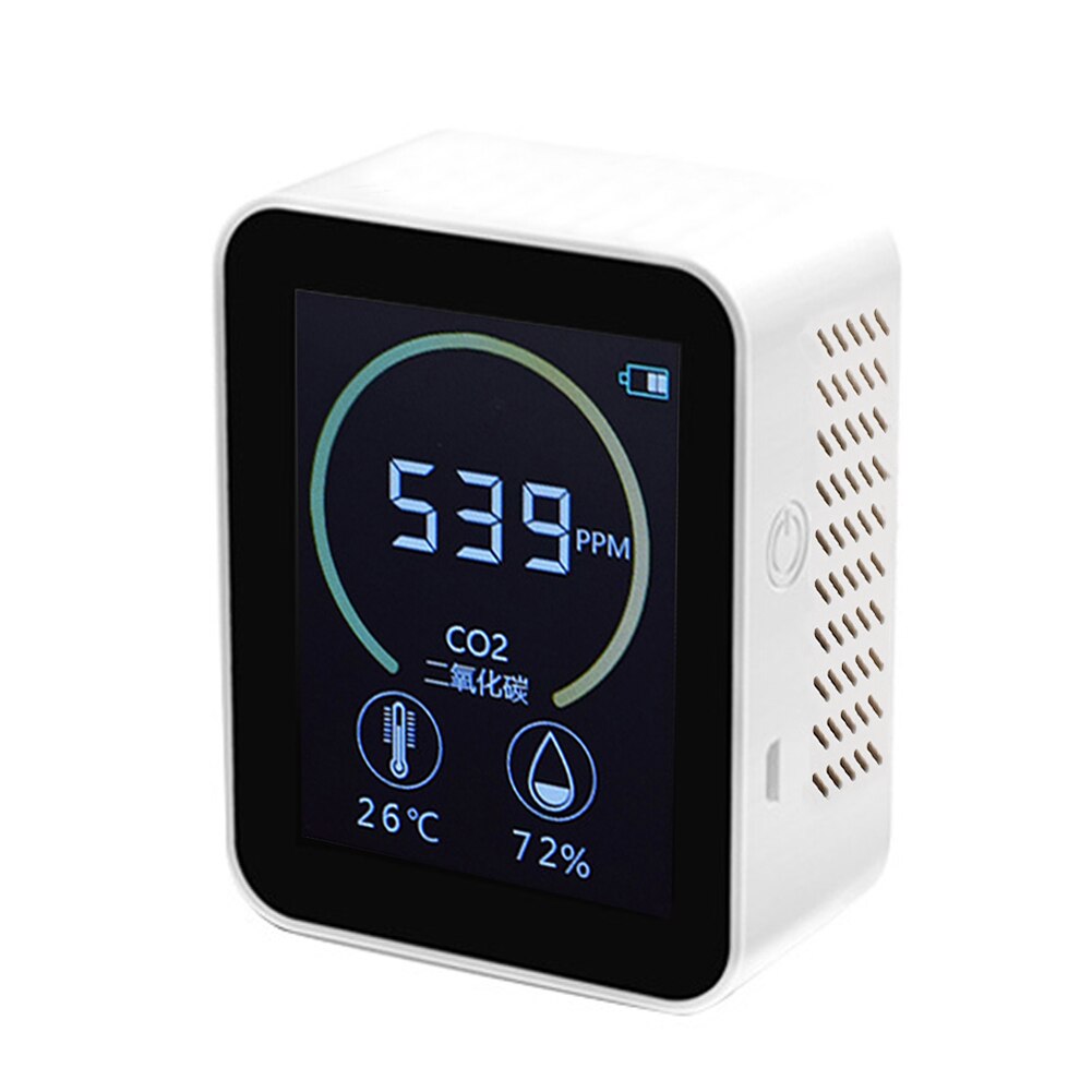 Indoor Air Monitor Lcd Digital co2 Air Meters Real Time TFT Intelligent Air Sensor Tester co2 Detector: white