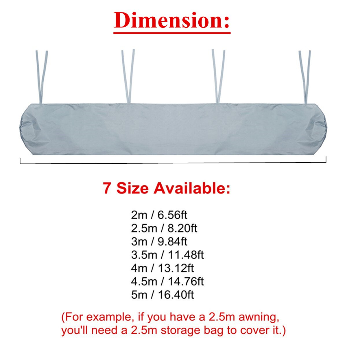 Markisen-Abdeckung Aus 300D Oxford – Wasserdicht, Für 2–5 M Markisen (hier: 4 M, Grau)