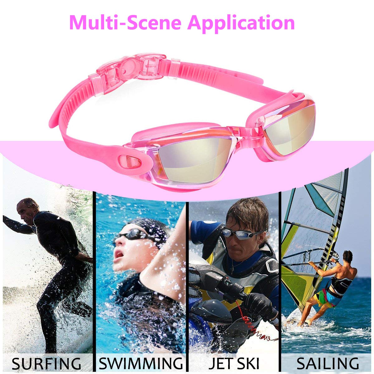 Swimming Goggles Anti-Fog Anti-Leakage UV Protector Soft Silicone Nose Bridge Prescription Swim Glasses for Adult Men Women Kids