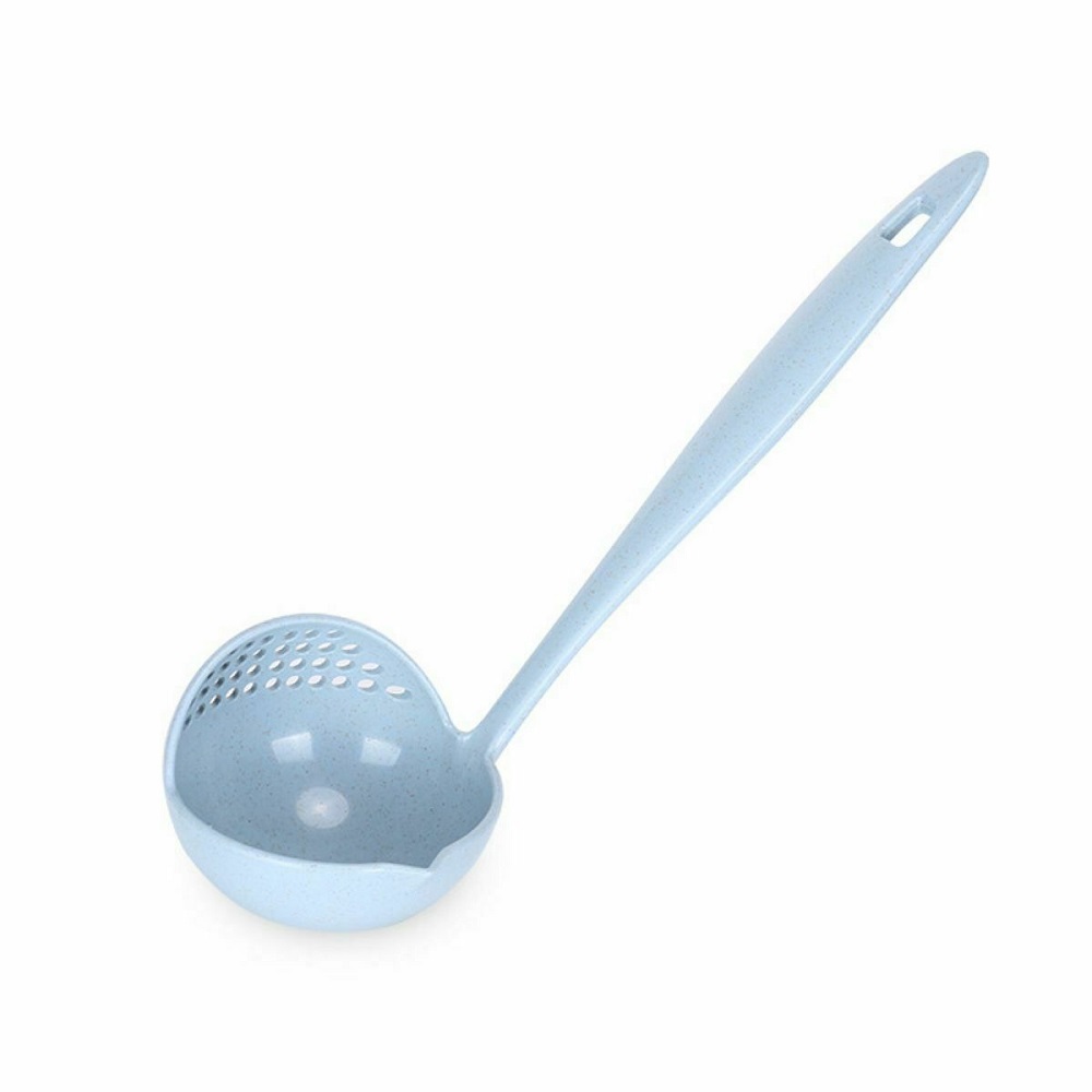Cucharón de plástico 2 en 1, utensilios de cocina, cuchara de sopa de mango largo, colador para el hogar, cuchara de cocina: A