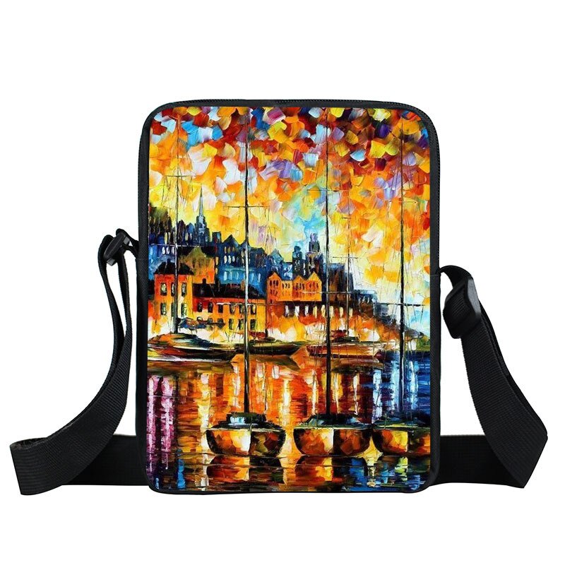 World Map / Oil Painting Landscape Mini Messenger Bag Women Handbag Ladies Shoulder Bag Portable Crossbody Bags Bookbag: XKB YOUHUA076