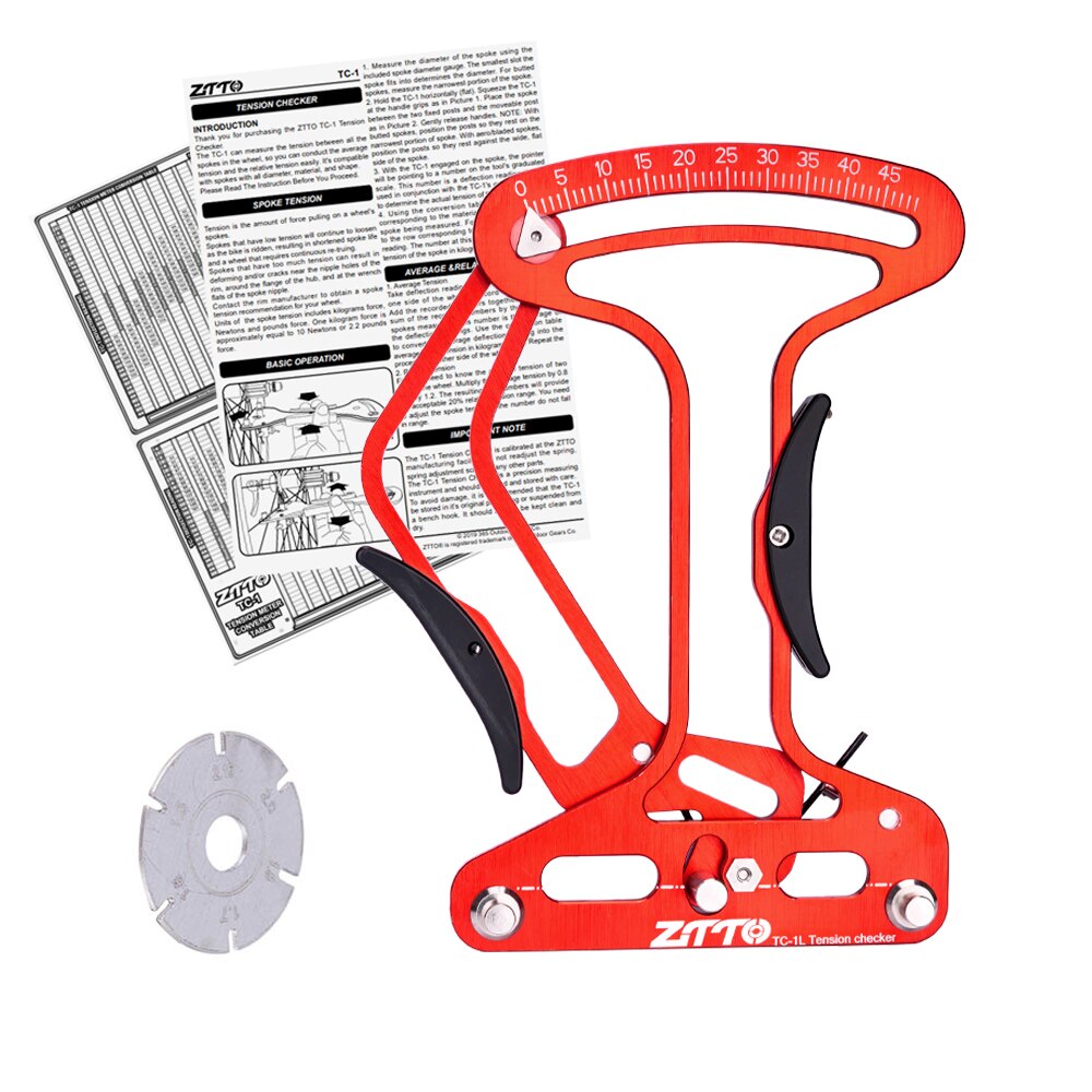 ZTTO – compteur de Tension de rayon de vélo, vérificateur de force de rayon de roue, rayons ronds Aero, indicateur précis TooI inclus, manuel TM-1 vtt: TC1L Red