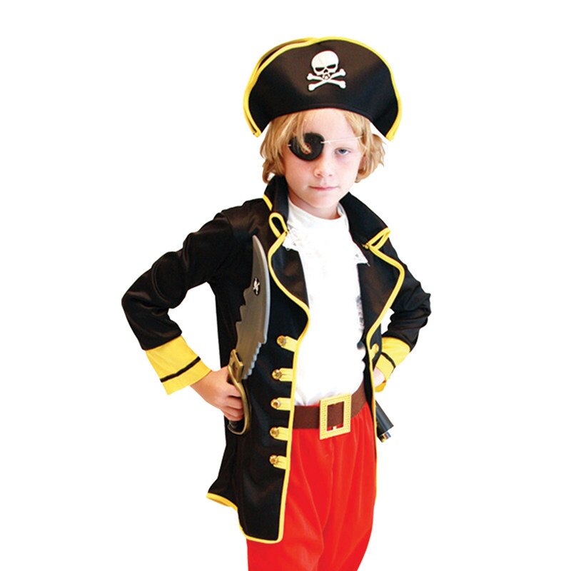 Fantasia infantil de bucaneer, fantasia de capitão jack pirata para meninos, roupa de festa de carnaval, halloween