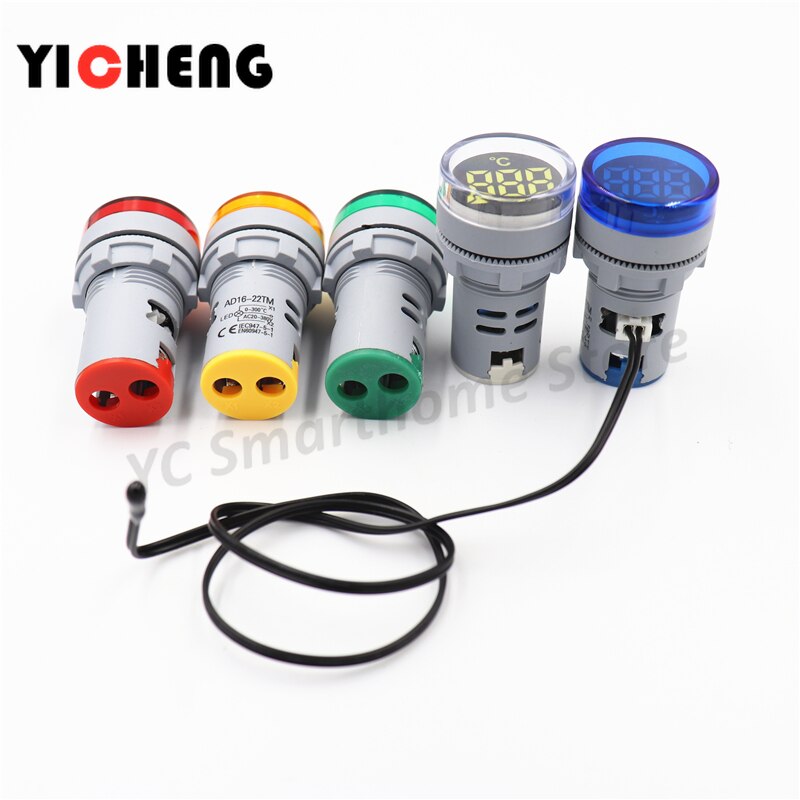 Mini LED digital thermometer 22mm digital display temperature indicator -20-200degrees AC20-380V