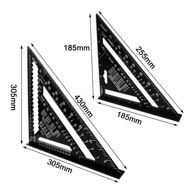 30cm Silver Aluminum Alloy Speed Square Roofing Angle Protractor Try Square Carpenter's Measuring Layout Tool
