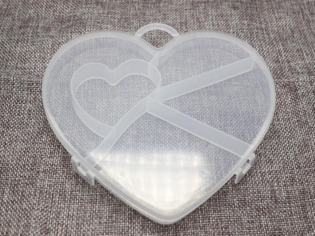 Klar Kunststoff Organizer fallen Fächer Schmuck Perlen Anzeige Lagerung Kasten: 5 Herz 16X15CM