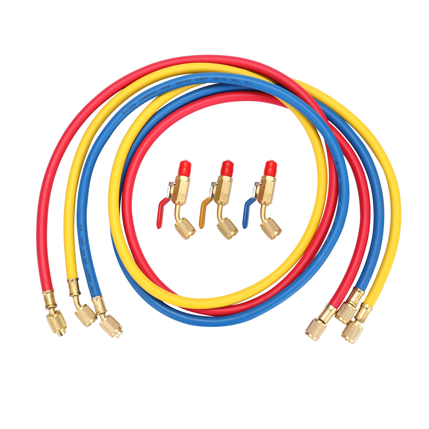 R134A R12 R22 Klimaanlage Kältemittel Ladung Schlauch 1/4'' SAE Gewinde 60 ''/1,524 m Lange verrotten/Gelb/blau Rohr mit Ball Ventil