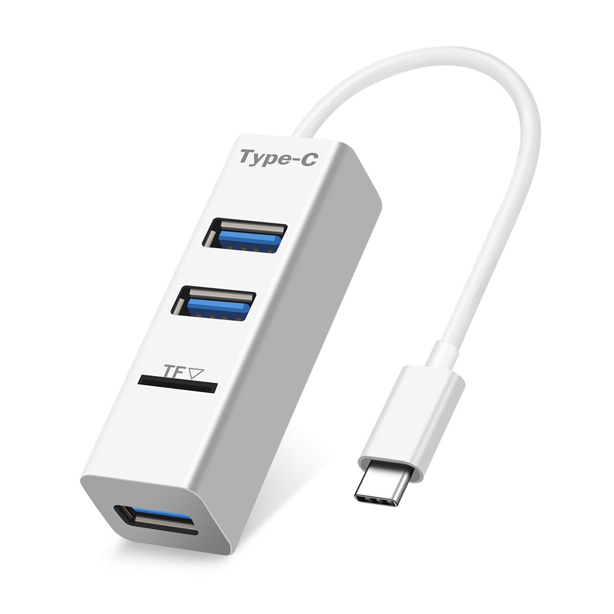 Usb type c hub  to 3 porter usb splitter med tf kortleser for macbook pro imac pc laptop bærbare tilbehør usb-c hub: Hvit