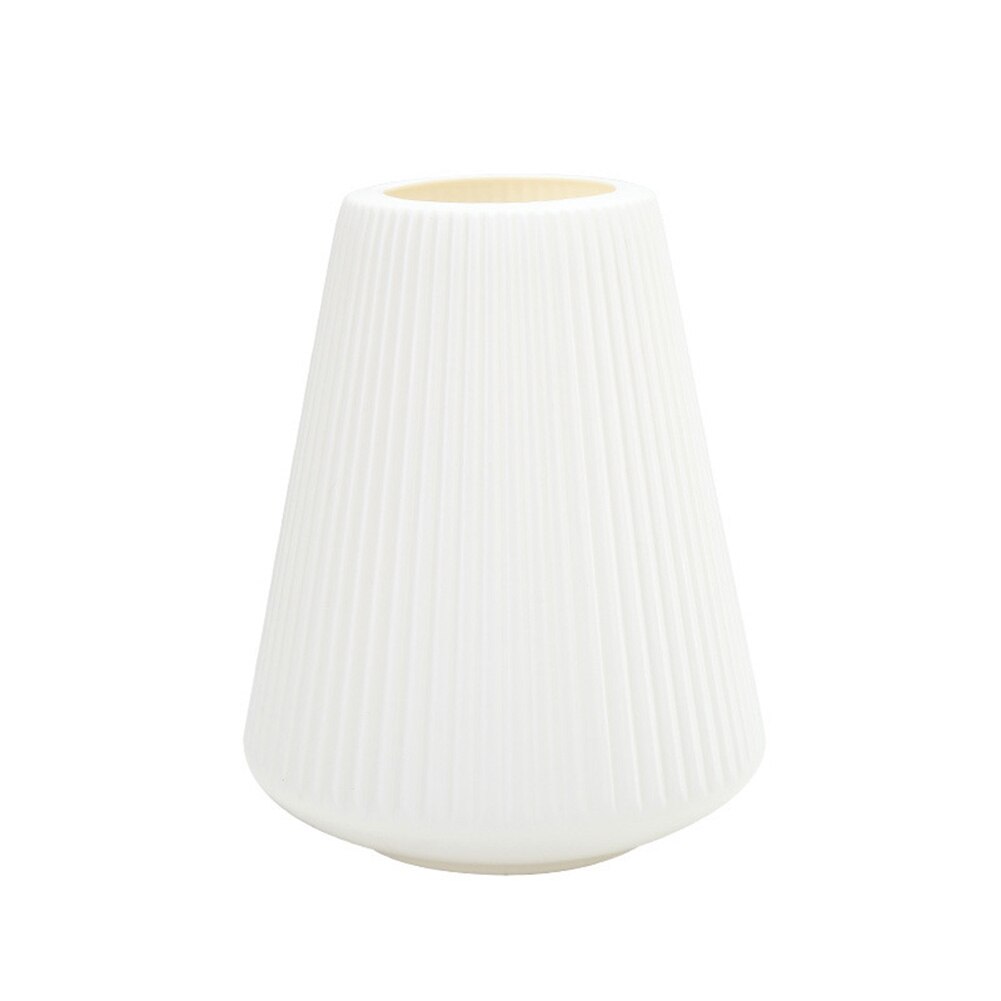 Florero de plástico para Decoración de casa jarrón de cerámica de imitación, cesta de flores de estilo nórdico: Milky White