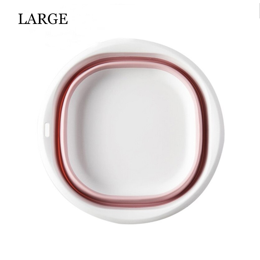 Travel Folding Washbasin Bathroom Portable Silicone Basins Kitchen Folding Laundry Bowl Camping Supplies Foldable Bath Sink: Large pink