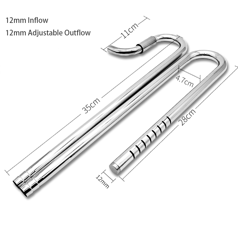 Akwarium ze stali nierdzewnej w stylu ADA odpływ wypływowy rura liliowa ze skimmerem powierzchniowym: nowy 12mm In i Out
