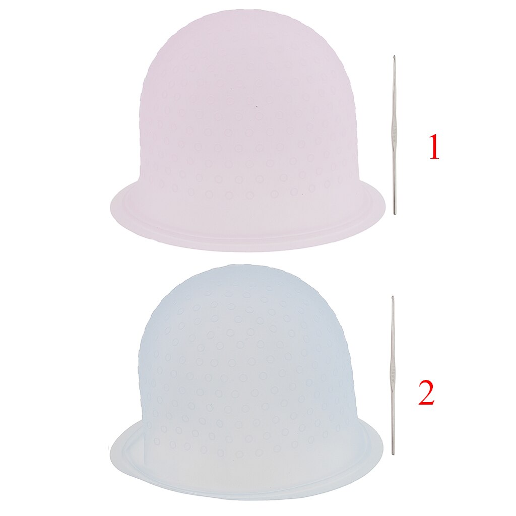 Gorro de tinte de silicona reutilizable para el cabello, gorra de peluquería con aguja de gancho, herramientas de teñido de glaseado