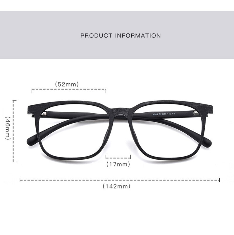 UVLAIK TR90 Glasses Frame Men Women Ultralight Imitation Wood Grain Myopia Spectacle Frame Casual Square Retro Eyeglasses