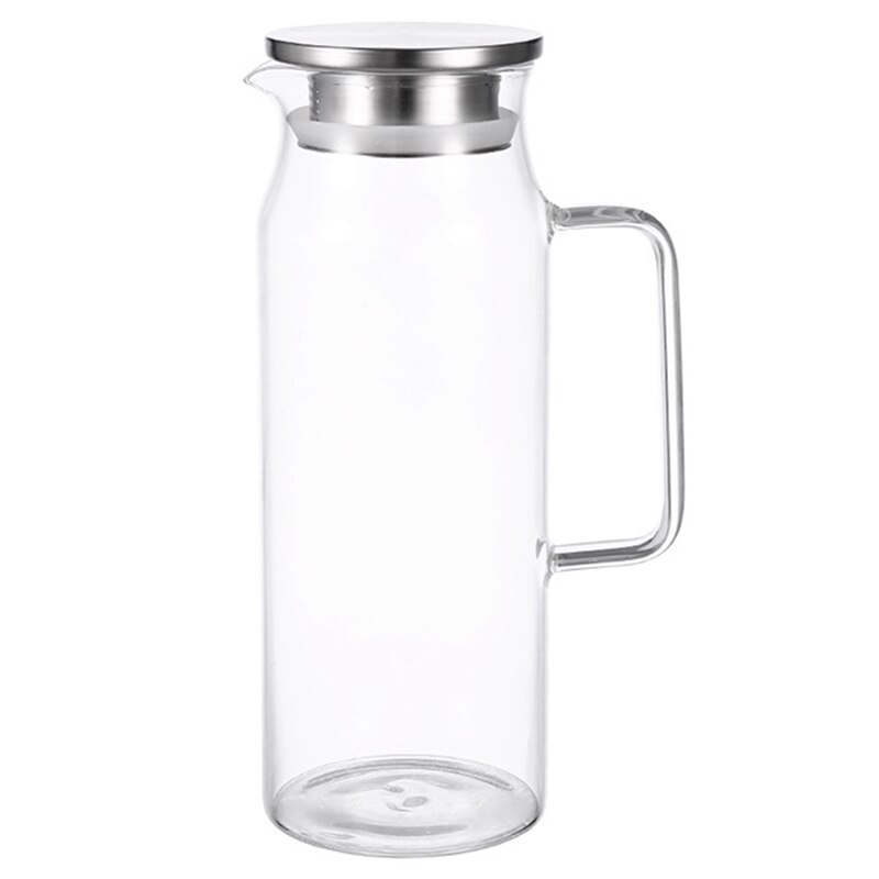 1.2Liter 51 Ounces Glass Pitcher With Lid Covered Gallon Iced Tea Pitcher Lidded Water Jug Cold Water Ice Tea Wine Coffee