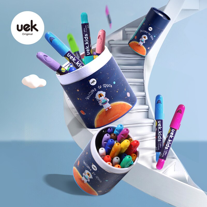 24pcs Kids Washable Crayons Non Toxic Silky Washable Twistable Gel Crayon Large Crayons Safe for Baby Children Pastel Watercolor