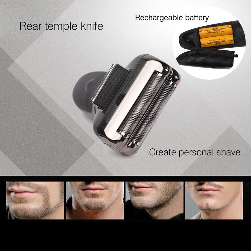 Sonax pro 3 in 1 elektrisch scheerapparaat voor heren, oplaadbaar, elektrisch scheerapparaat voor geschoren baard, reciprocating neusreiniging, haarscheerapparaat