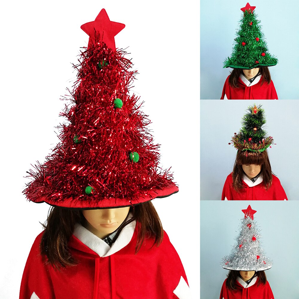 Kerst Hoeden Rood Zilver Groene Boom Met Ster Kerst Caps Voor Volwassen En Kinderen XMAS Decor Jaar thuis Feestartikelen