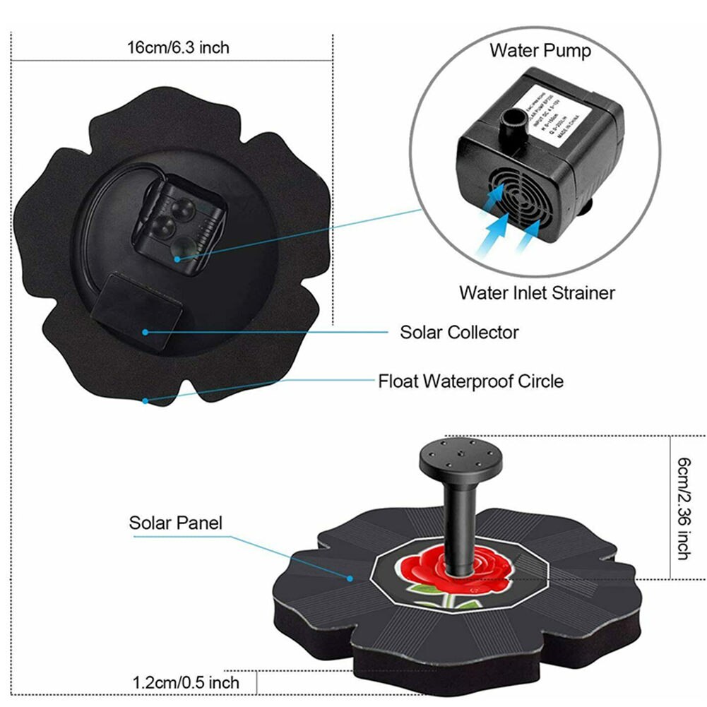 Outdoor Solar Powered Fountain Pumps Floating Water Pond Garden Pool Pumps SNO88