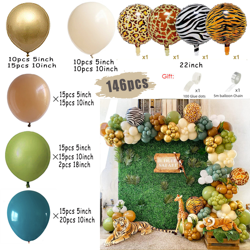 Kit de arco de guirnalda de globos blancos de Safari en la jungla, suministros para de cumpleaños para niños, globos de látex dorados con patrón de ciervo, decoración para Baby Shower: Gris oscuro