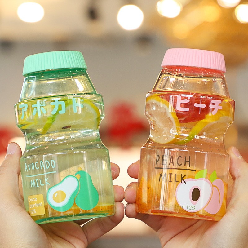 Leuke Plastic Waterfles 480Ml Transparante Fruit Melk Flessen Lekvrije Reizen Drinkfles Voor Baby Kid Meisje Water cup Mok