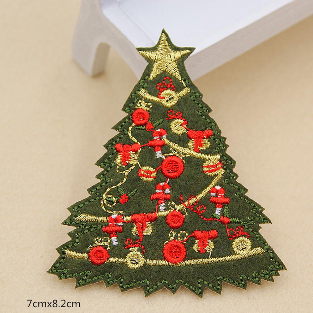13 stk / sæt broderipatcher tøj juleserie juletræ / snemand på lapper diy tøj tilbehør klistermærker