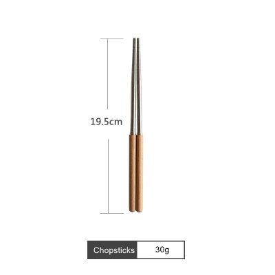 Rustfrit stål bestik træskaft middagsgaffel dessertske kniv kaffe teske frugtgafler køkkenservice tilbehør: B-spisepinde