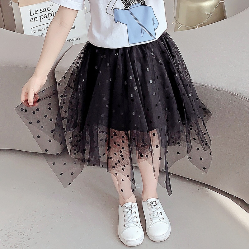 Meisjesrokken kinderrok zomer tienermeisje mesh stippenprint rokken kinderkleding 3 4 6 8 10 12 14 jaar tienermeisje