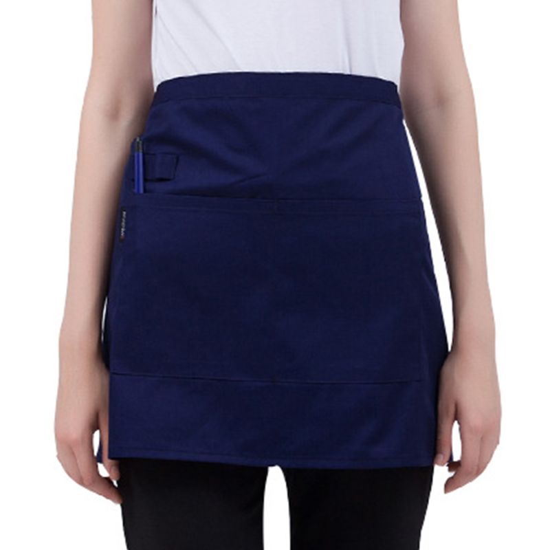 Delantal de cintura para cocina y restaurante para hombre y mujer, medio pantalón corto ajustado con bolsillos, lazos de bolígrafo para camarera: B