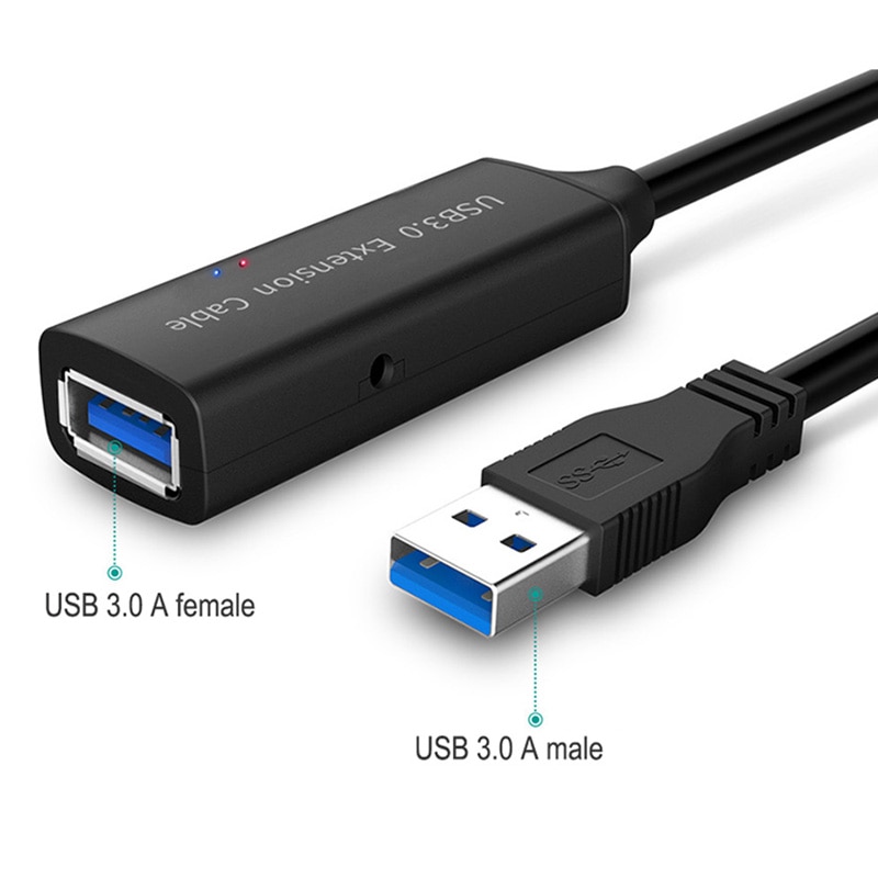 Repetidor activo USB2.0/USB 3,0 Cable de extensión 5M integrado IC Chipset cable de extensión de macho a hembra con amplificador/amplificador