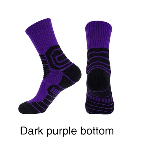 Outdoor Sport Cycling Socks Basketball Football Soccer Running Trekking Socks Calcetines Ciclismo Hombre Men Women: purpleblack